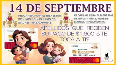 14  DE SEPTIEMBRE | APELLIDOS PATERNOS QUE RECIBEN SU PAGO DE $1,600 PESOS… ¿TE TOCA A TI?