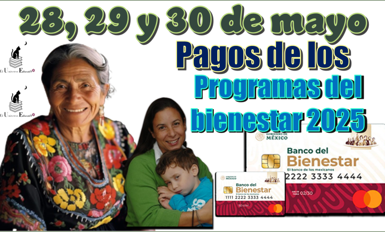 28, 29 y 30 de mayo | Pagos de los programas del bienestar 2025 