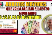 ADULTOS MAYORES QUE VAN A RECIBIR SU APOYO MONETARIO DEL 25 AL 28 DE NOVIEMBRE DE LA PENSIÓN PARA EL BIENESTAR 