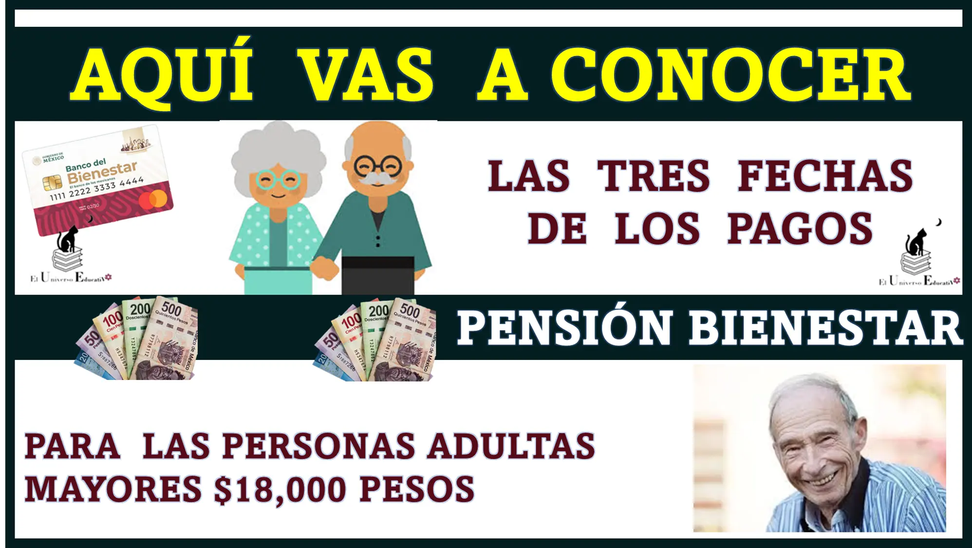 AQUÍ VAS A CONOCER LAS TRES FECHAS DE LOS PAGOS | PENSIÓN BIENESTAR PARA LAS PERSONAS ADULTAS MAYORES | $18,000 PESOS 