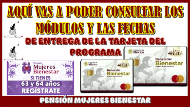 AQUÍ VAS A PODER CONSULTAR LOS MÓDULOS Y LAS FECHAS DE ENTREGA DE LA TARJETA DEL PROGRAMA PENSIÓN MUJERES BIENESTAR 