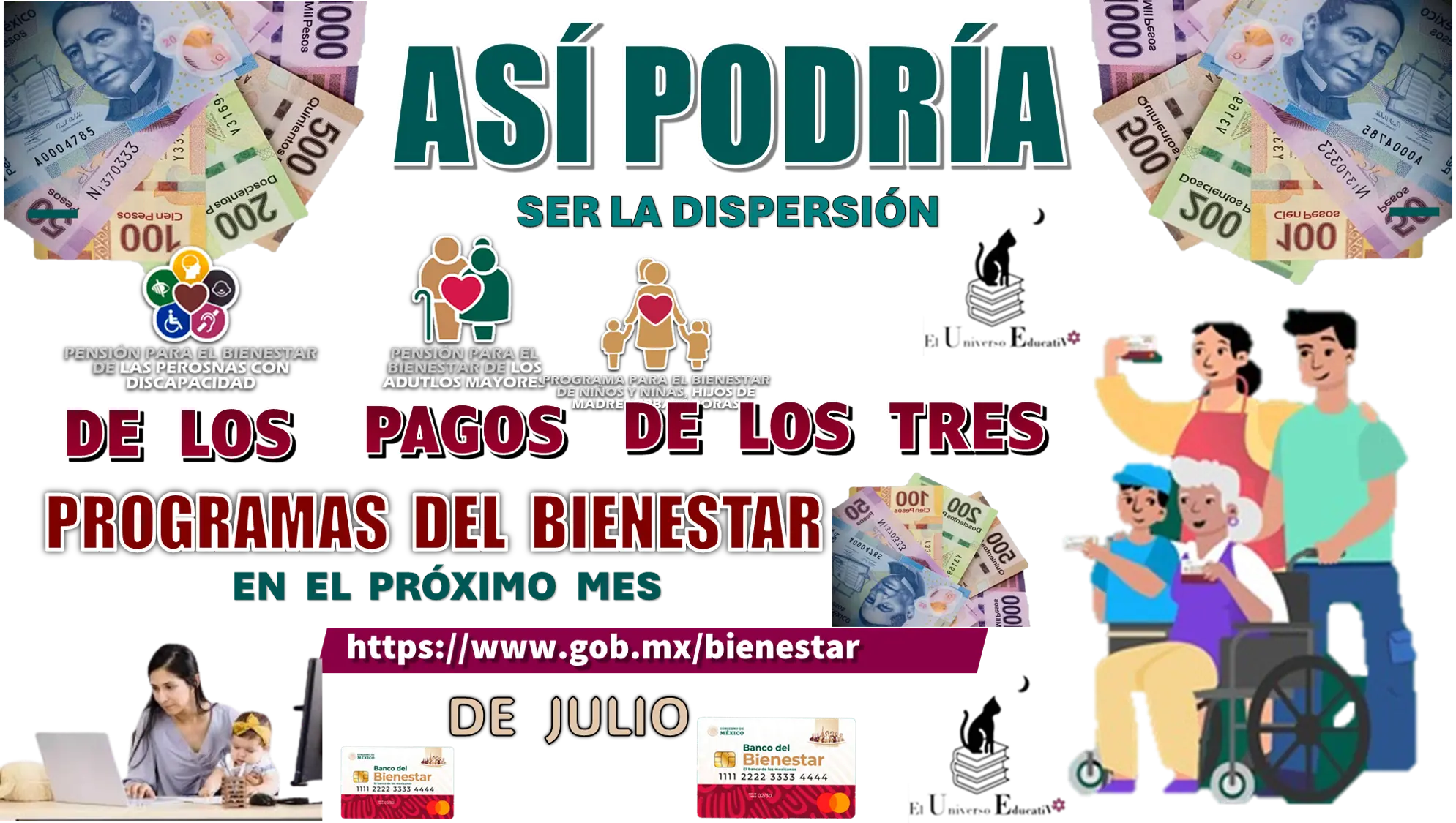 ASÍ PODRÍA SER LA DISPERSIÓN DE LOS PAGOS DE LOS TRES PROGRAMAS DEL BIENESTAR | EN EL PRÓXIMO MES DE JULIO DE ESTE AÑO EN CURSO 2024 