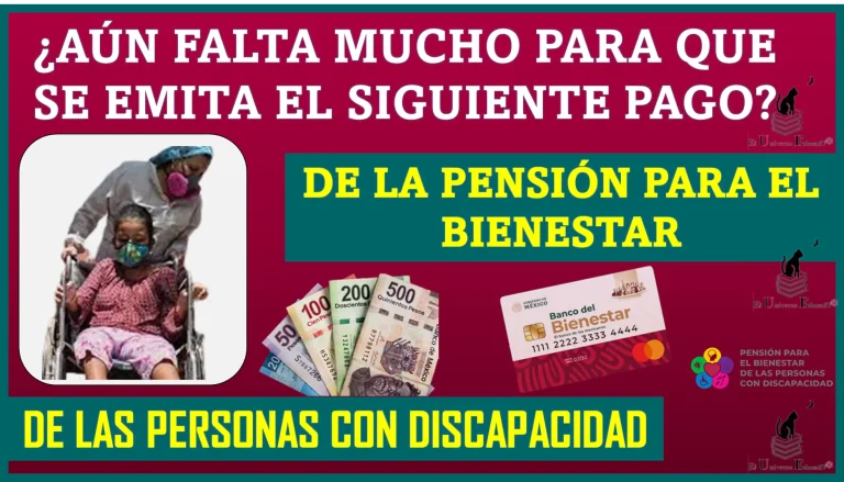 ¿AÚN FALTA MUCHO PARA QUE SE EMITA EL SIGUIENTE PAGO DE LA PENSIÓN PARA EL BIENESTAR DE LAS PERSONAS DE LAS PERSONAS CON DISCAPACIDAD? 