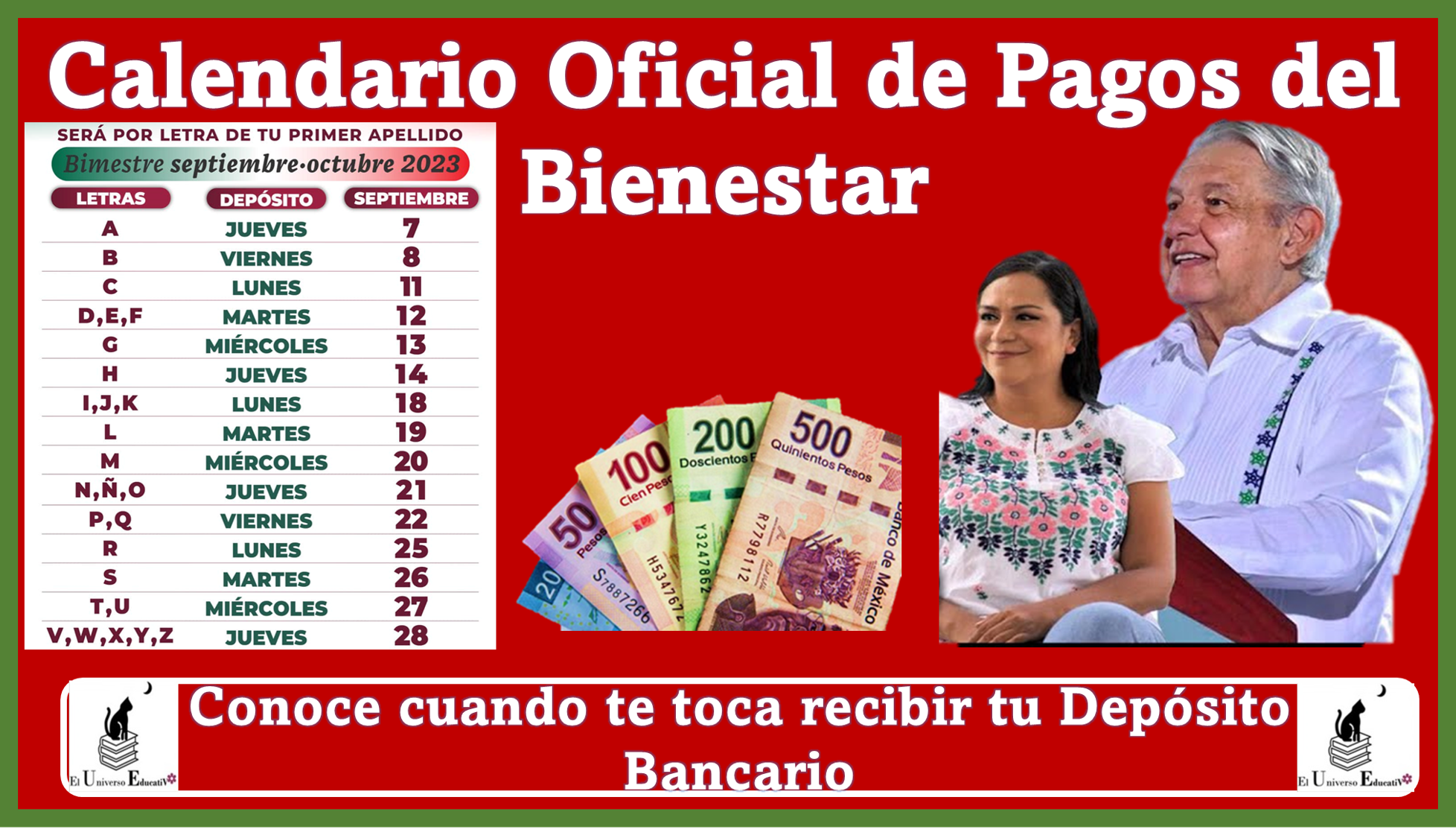 Aquí te dejamos el calendario oficial de pagos de Bienestar, conoce cuando te toca recibir tu Depósito Bancario