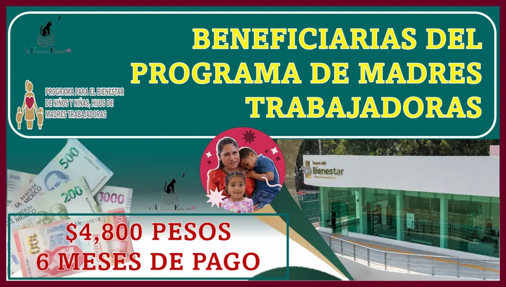 BENEFICIARIAS DEL PROGRAMA DE MADRES TRABAJADORAS | $4,800 PESOS | 6 MESES DE PAGOS
