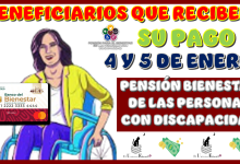 BENEFICIARIOS QUE RECIBEN SU PAGO 4 Y 5 DE ENERO PENSIÓN BIENESTAR DE LAS PERSONAS CON DISCAPACIDAD