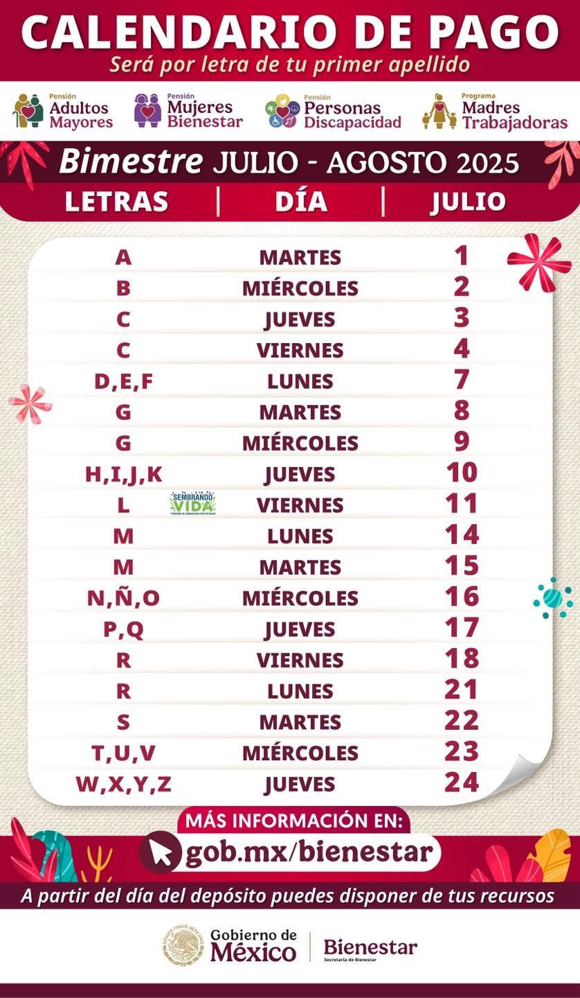CALENDARIO OFICIAL DE JULIO