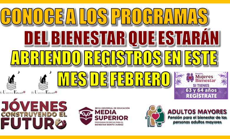 CONOCE A LOS PROGRAMAS DEL BIENESTAR QUE ESTARÁN ABRIENDO REGISTROS EN ESTE MES PRESENTE DE FEBRERO 