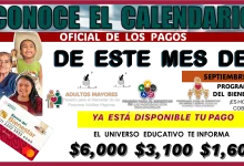 CONOCE EL CALENDARIO OFICIAL DE LOS PAGOS DE ESTE MES DE SEPTIEMBRE... PROGRAMAS DEL BIENESTAR