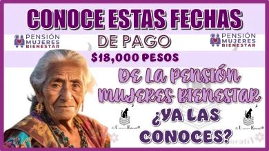 CONOCE ESTAS FECHAS DE PAGOS DE $18,000 PESOS DE LA PENSIÓN MUJERES BIENESTAR | ¿YA LAS CONOCES?