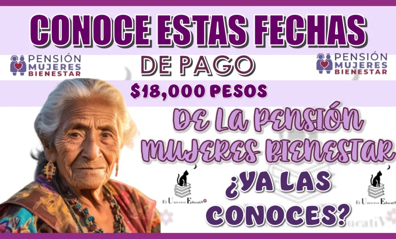 CONOCE ESTAS FECHAS DE PAGOS DE $18,000 PESOS DE LA PENSIÓN MUJERES BIENESTAR | ¿YA LAS CONOCES?