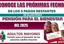 CONOCE LAS PRÓXIMAS FECHAS DE LOS 5 PAGOS RESTANTES DE $6,200 PESOS | PENSIÓN PARA EL BIENESTAR DEL 2025