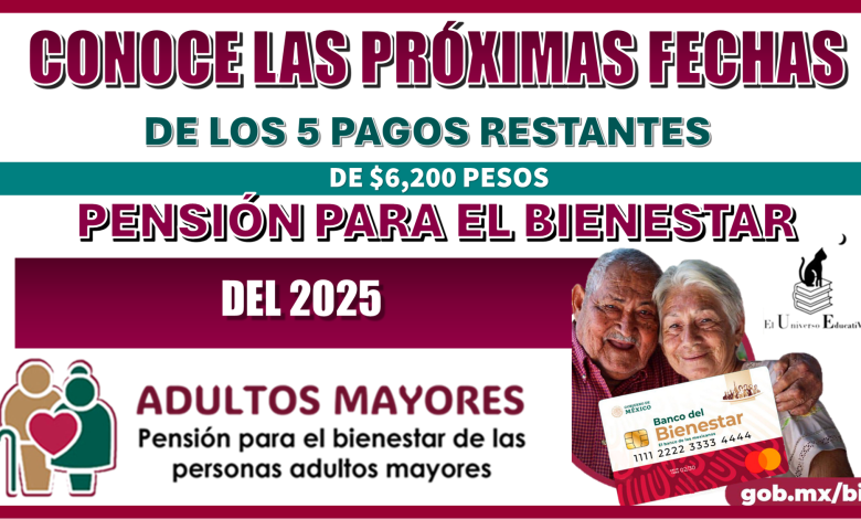 CONOCE LAS PRÓXIMAS FECHAS DE LOS 5 PAGOS RESTANTES DE $6,200 PESOS | PENSIÓN PARA EL BIENESTAR DEL 2025