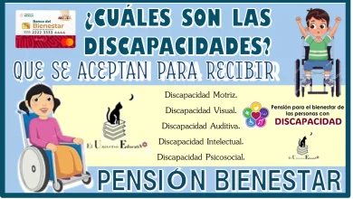 ¿CUÁLES SON LAS DISCAPACIDADES QUE SE ACEPTAN PARA RECIBIR LA PENSIÓN BIENESTAR PARA LAS PERSONAS CON BIENESTAR?