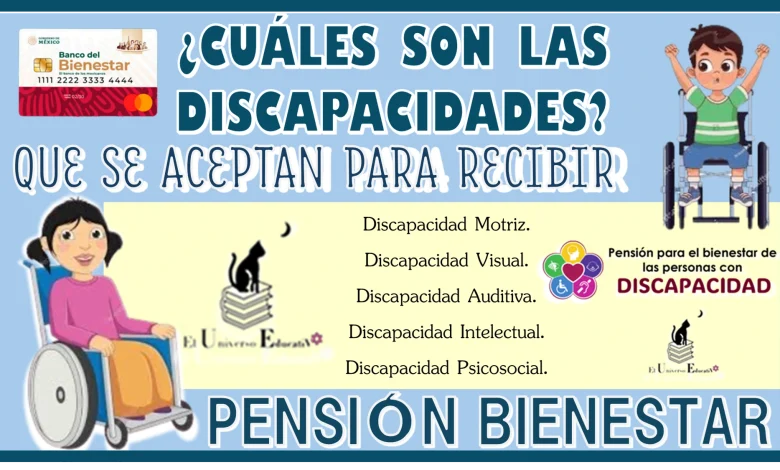 ¿CUÁLES SON LAS DISCAPACIDADES QUE SE ACEPTAN PARA RECIBIR LA PENSIÓN BIENESTAR PARA LAS PERSONAS CON BIENESTAR?