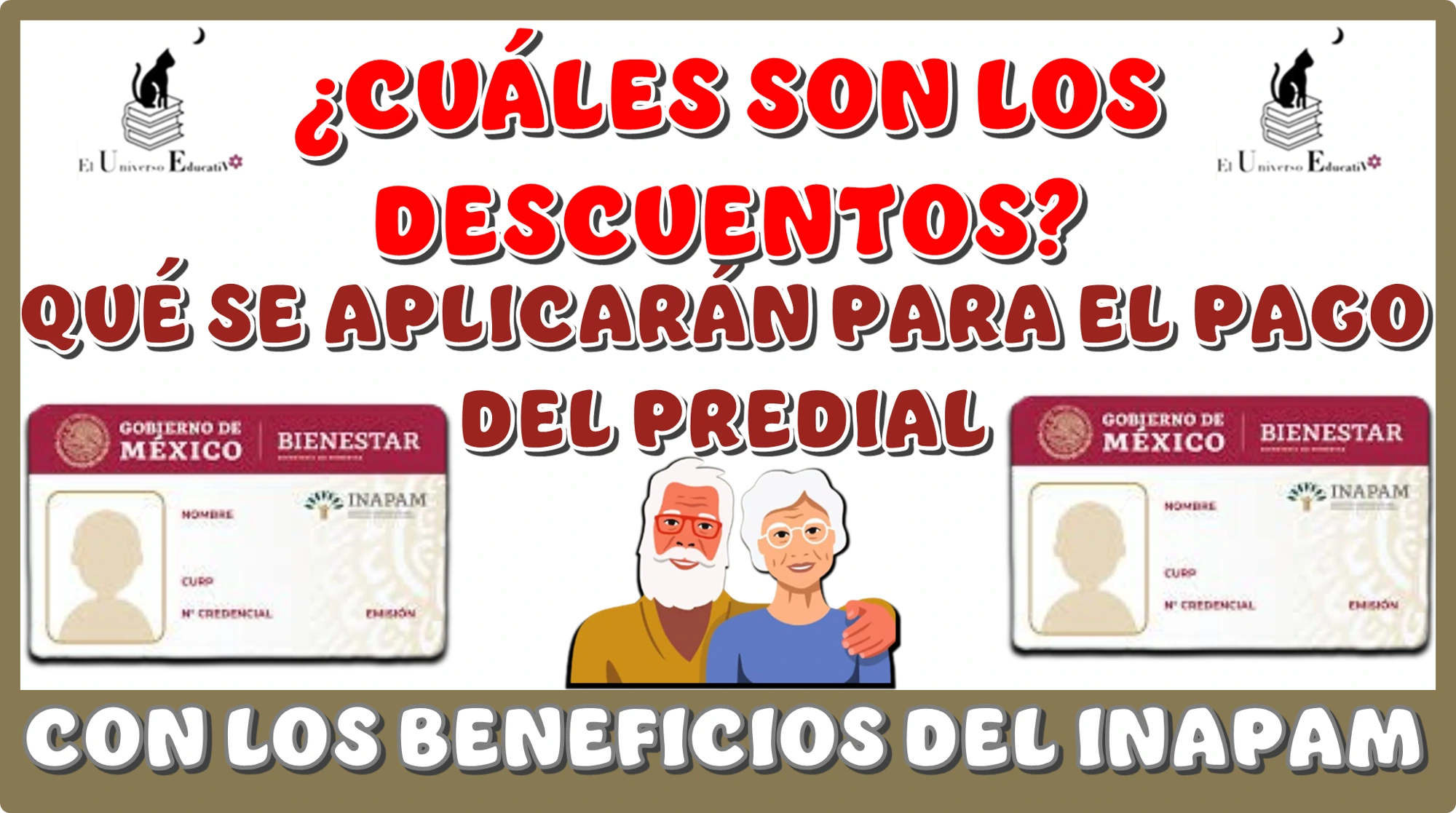 ¿CUÁLES SON LOS DESUCENTOS QUÉ SE APLICARÁN PARA EL PAGO DEL PREDIAL CON LOS BENEFICIOS DEL INAPAM?