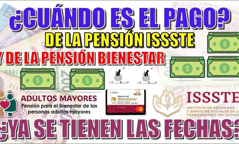 ¿CUÁNDO ES EL PAGO DE LA PENSIÓN ISSSTE Y DE LA PENSIÓN BIENESTAR?...¿YA SE TIENEN LAS FECHAS?