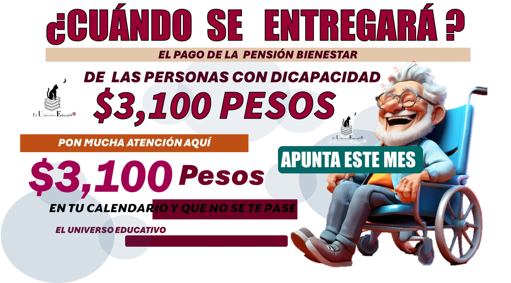 ¿CUÁNDO SE ENTREGARÁ EL PAGO DE LA PENSIÓN BIENESTAR DE LAS PERSONAS CON DISCAPACIDAD?  | $3,100 PESOS 