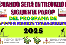 ¿CUÁNDO SERÁ ENTREGADO EL SIGUIENTE PAGO DE PROGRAMA DE APOYO A MADRES TRABAJADORAS 2025?