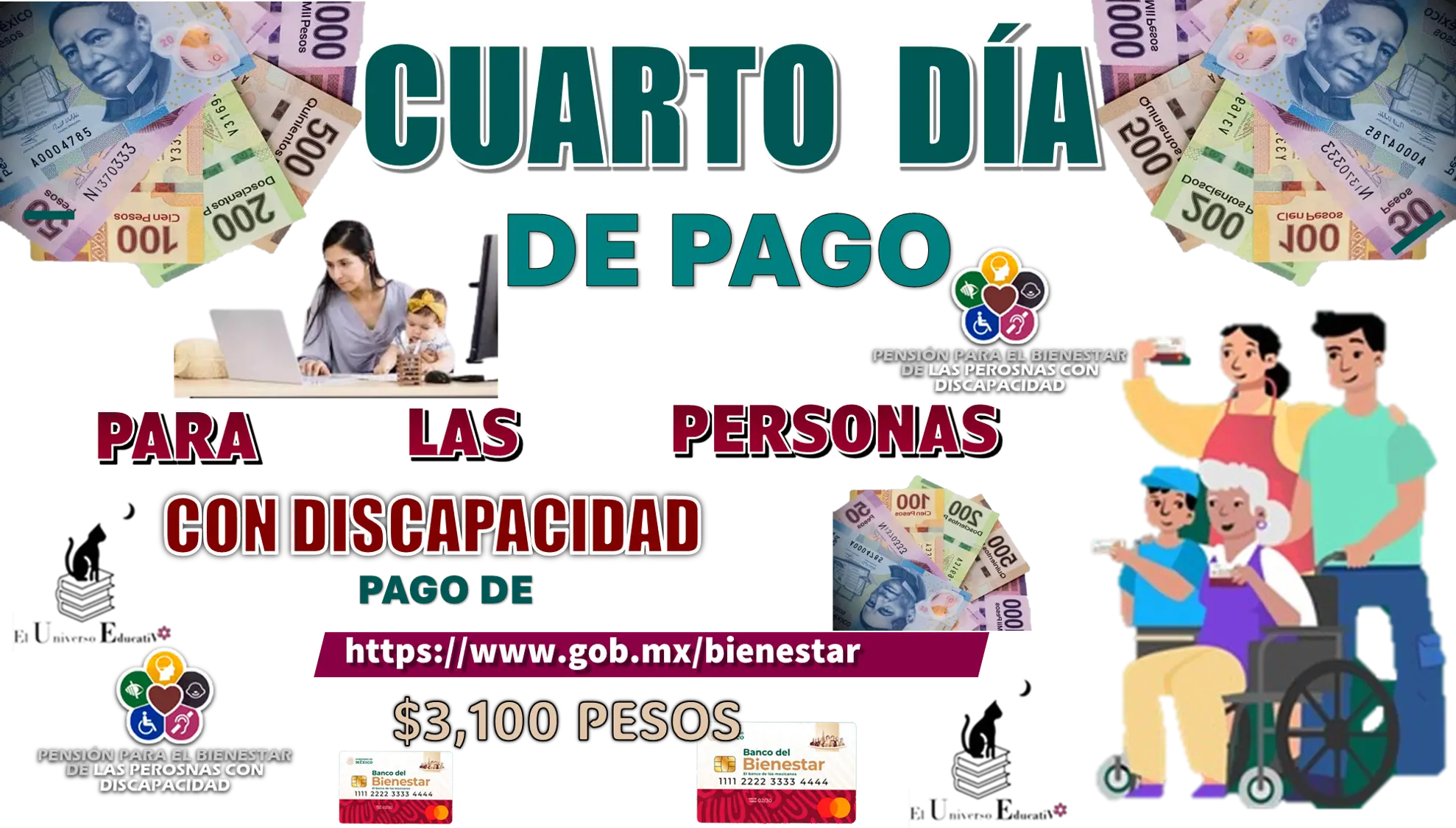 CUARTO DÍA DE PAGO PARA LAS PERSONAS CON DISCAPACIDAD | PAGO DE $3,100 PESOS 