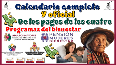 Calendario completo y oficial de los pagos de los cuatro programas del bienestar 