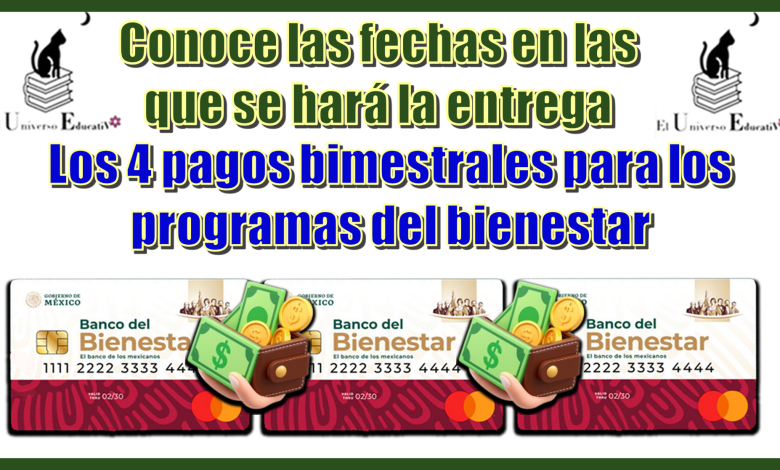 Conoce las fechas en las que se hará la entrega de los 4 pagos bimestrales para los programas del bienestar