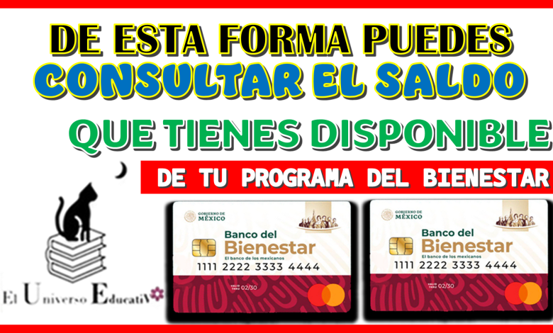 DE ESTA FORMA PUEDES CONSULTAR EL SALDO QUE TIENES DISPONIBLE DE TU PROGRAMA DEL BIENESTAR 