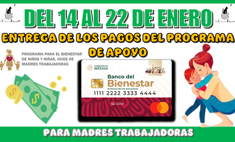 DEL 14 AL 22 DE ENERO | ENTREGA DE LOS PAGOS DEL PROGRAMA DE APOYO PARA MADRES TRABAJADORAS