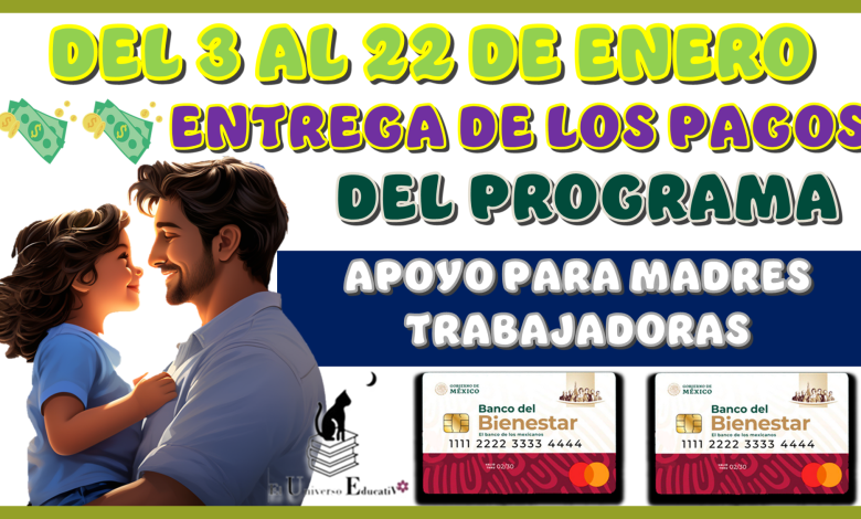 DEL 3 AL 22 DE ENERO ENTREGA DE LOS PAGOS DEL PROGRAMA DE APOYO PARA MADRES TRABAJADORAS