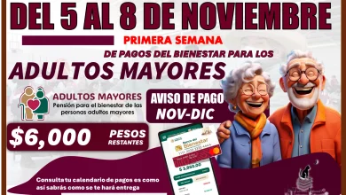 DEL 5 AL 8 DE NOVIEMBRE | PRIMERA SEMANA DE PAGOS DEL BIENESTAR PARA LOS ADULTOS MAYORES 