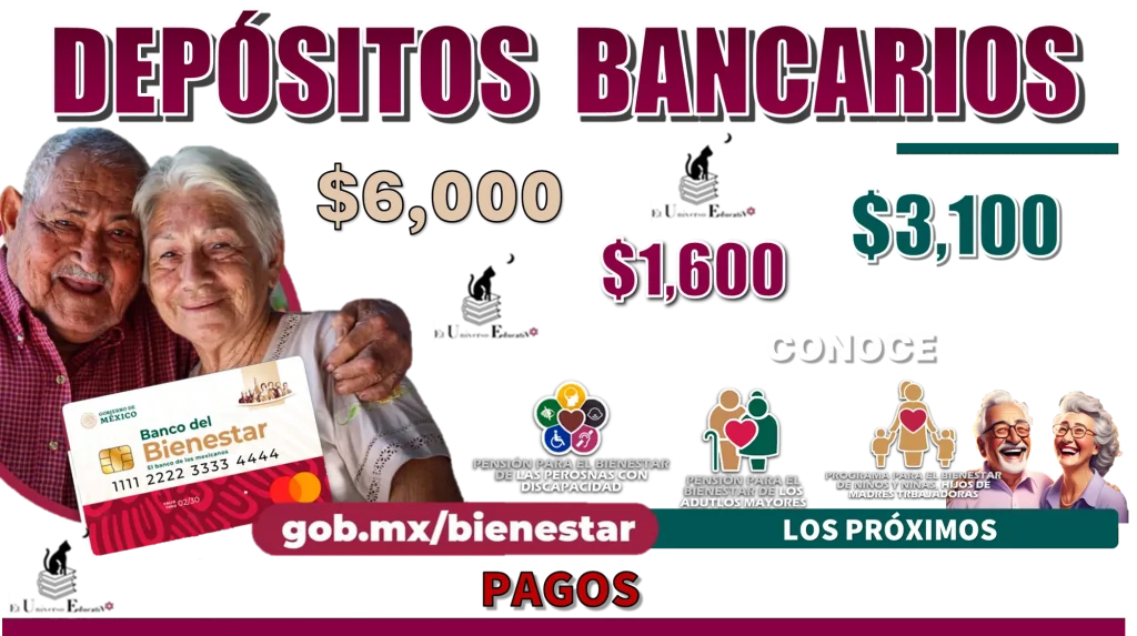 DEPÓSITOS BANCARIOS DE | $6,000, $3,100, $1,600 PESOS | CONOCE LOS PRÓXIMOS PAGOS 