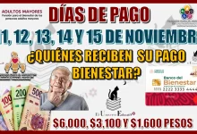 DÍAS DE PAGO: 11, 12, 12, 14 Y 15 DE NOVIEMBRE…¿QUIÉNES RECIBEN SU PAGO BIENESTAR?