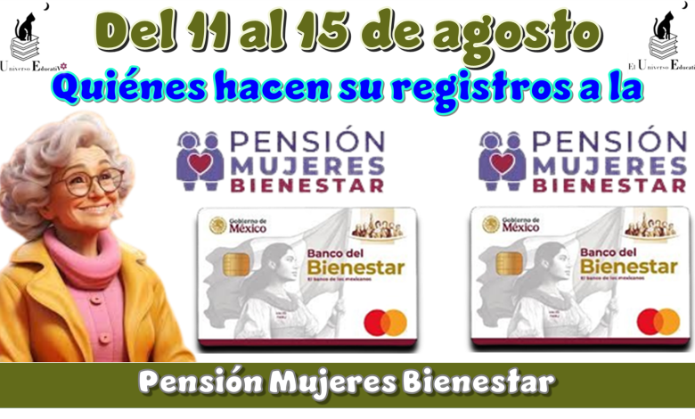 Del 11 al 15 de agosto quiénes hacen su registros a la Pensión Mujeres Bienestar