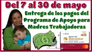 Del 7 al 30 de mayo | Entrega de los pagos del Programa de Apoyo para Madres Trabajadoras