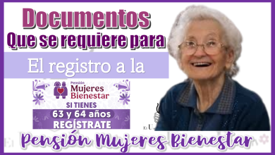 Documentos qué se requiere para el registro a la Pensión Mujeres Bienestar