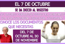 EL 7 DE OCTUBRE SE DA INICIO AL REGISTRO A LA NUEVA PENSIÓN PARA EL BIENESTAR DE LAS MUJERES ADULTAS MAYORES… CONOCE LOS DOCUMENTOS QUE NECESITAS.