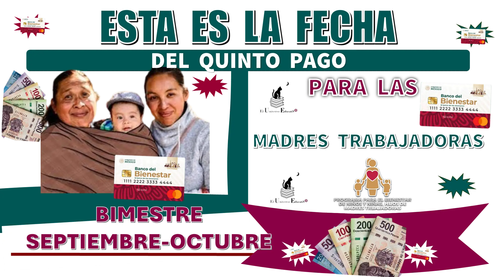 ESTA ES LA FECHA DEL QUINTO PAGO PARA LAS MADRES TRABAJADORAS | BIMESTRE DE SEPTIEMBRE-OCTUBRE