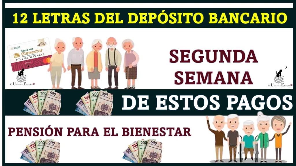 ESTAS SON LAS 12 LETRAS DEL DEPÓSITO BANCARIO DE LA SEGUNDA SEMANA DE ESTOS PAGOS DE LA PENSIÓN PARA EL BIENESTAR DE LAS PERSONAS ADULTAS MAYORES.