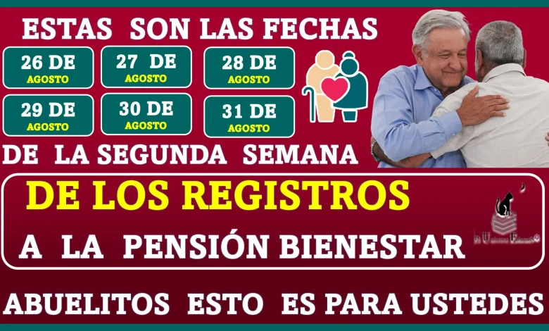 ESTAS SON LAS FECHAS DE LAS INCORPORACIONES DE LA SEGUNDA SEMANA DE LOS REGISTROS A LA PENSIÓN BIENESTAR...ABUELITOS ESTO ES PARA USTEDES 