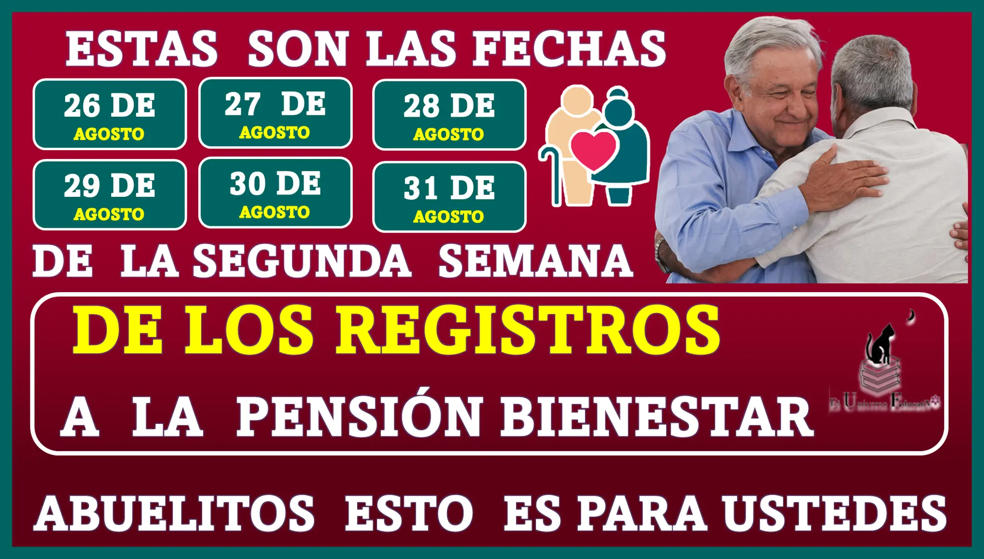 ESTAS SON LAS FECHAS DE LAS INCORPORACIONES DE LA SEGUNDA SEMANA DE LOS REGISTROS A LA PENSIÓN BIENESTAR...ABUELITOS ESTO ES PARA USTEDES 