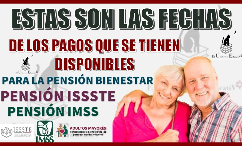 ESTAS SON LAS FECHAS DE LOS PAGOS QUE SE TIENEN DISPONIBLES PARA LA PENSIÓN BIENESTAR, PENSIÓN IMSS Y PENSIÓN ISSSTE 