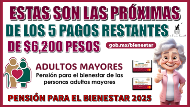 ESTAS SON LAS PRÓXIMAS FECHAS DE LOS 5 PAGOS RESTANTES DE $6,200 PESOS | PENSIÓN PARA EL BIENESTAR DEL 2025 