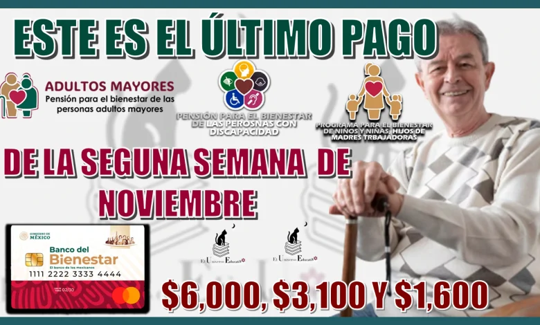 ESTE ES EL ÚLTIMO PAGO DE LA SEGUNDA SEMANA DE NOVIEMBRE | $6,000, $3,100 Y $1,600 PESOS… ¿QUIÉNES LO RECIBEN? 