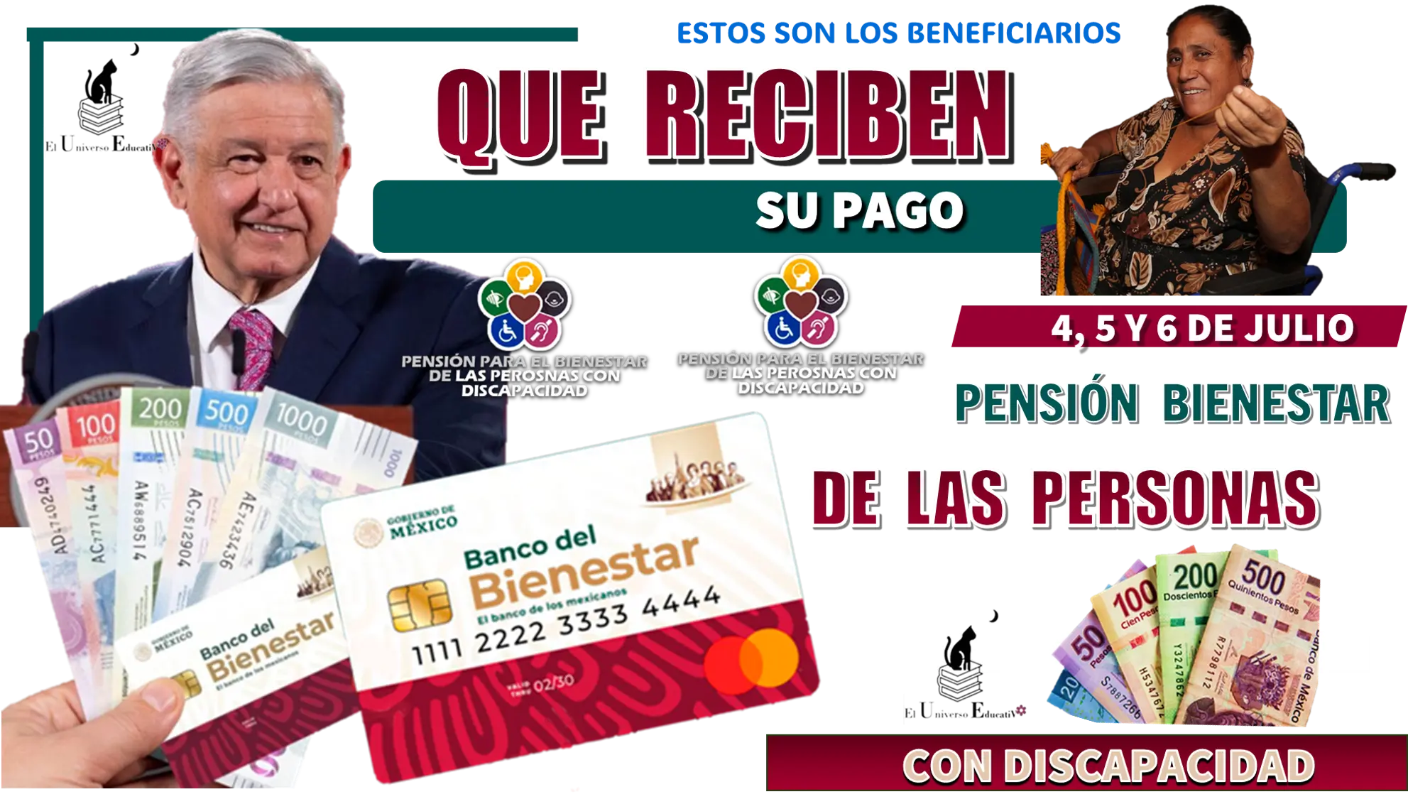 ESTOS SON LOS BENEFICIARIOS QUE RECIBEN PAGO 4,5 Y 6 DE JULIO | PENSIÓN BIENESTAR DE LAS PERSONAS CON DISCAPACIDAD 