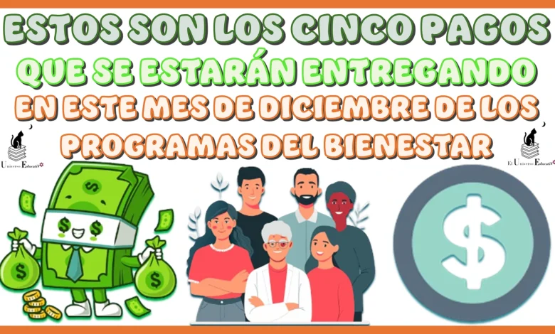 ESTOS SON LOS CINCO PAGOS QUE SE ESTARÁN ENTREGANDO EN ESTE MES DE DICIEMBRE DE ESTOS PROGRAMAS DEL BIENESTAR 