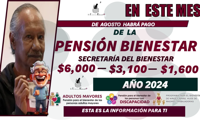 En este mes de agosto habrá pago de la Pensión para el Bienestar 2024