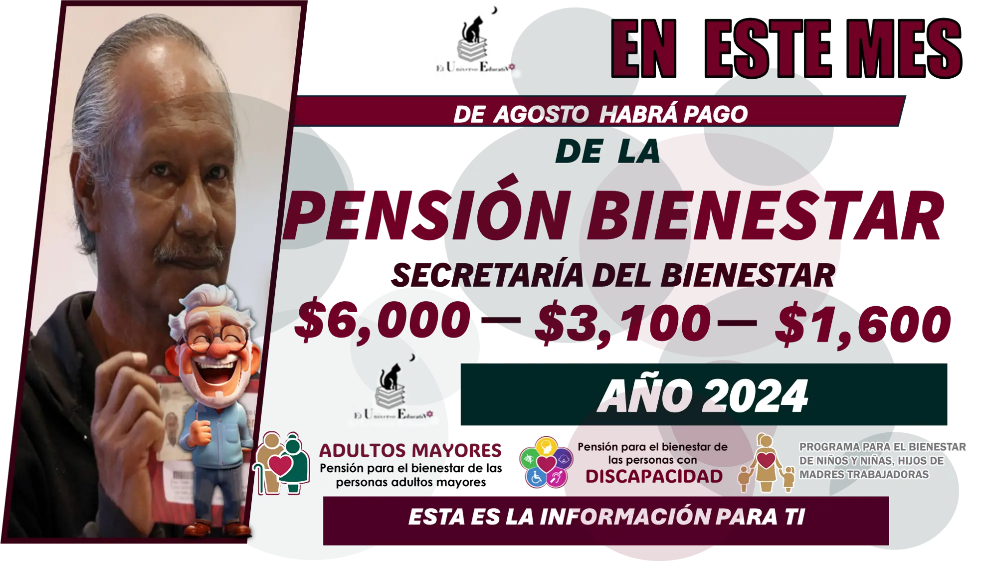 En este mes de agosto habrá pago de la Pensión para el Bienestar 2024