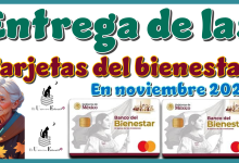Entrega de las tarjetas del bienestar en noviembre 2025