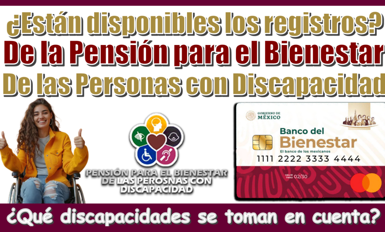 ¿Están disponibles los registros de la Pensión para el Bienestar de las Personas con Discapacidad?, ¿Qué discapacidades se toman en cuenta?