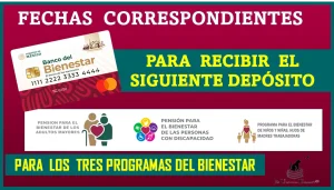 FECHAS CORRESPONDIENTES PARA RECIBIR EL SIGUIENTE DEPÓSITO | PARA LOS TRES PROGRAMAS DEL BIENESTAR | 2024 